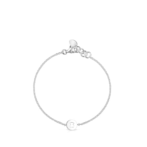 Pulsera de plata disco oso Glory