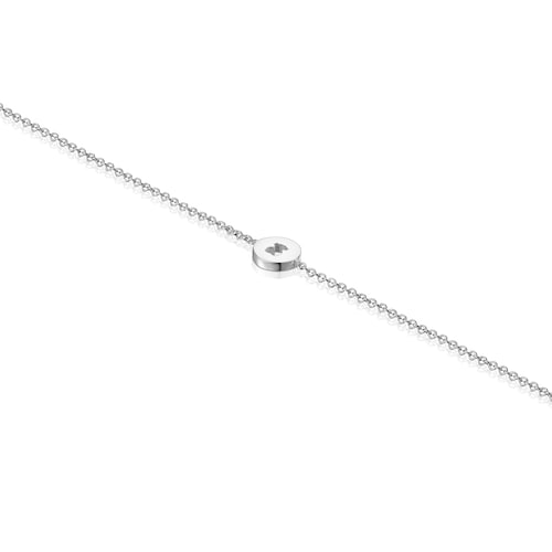 Pulsera de plata disco oso Glory