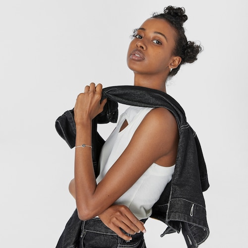 Pulsera de plata disco oso Glory