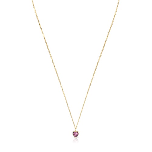 Glory - Naszyjnik Tous z żółtego złota z motywem serca z ametystem image number 0