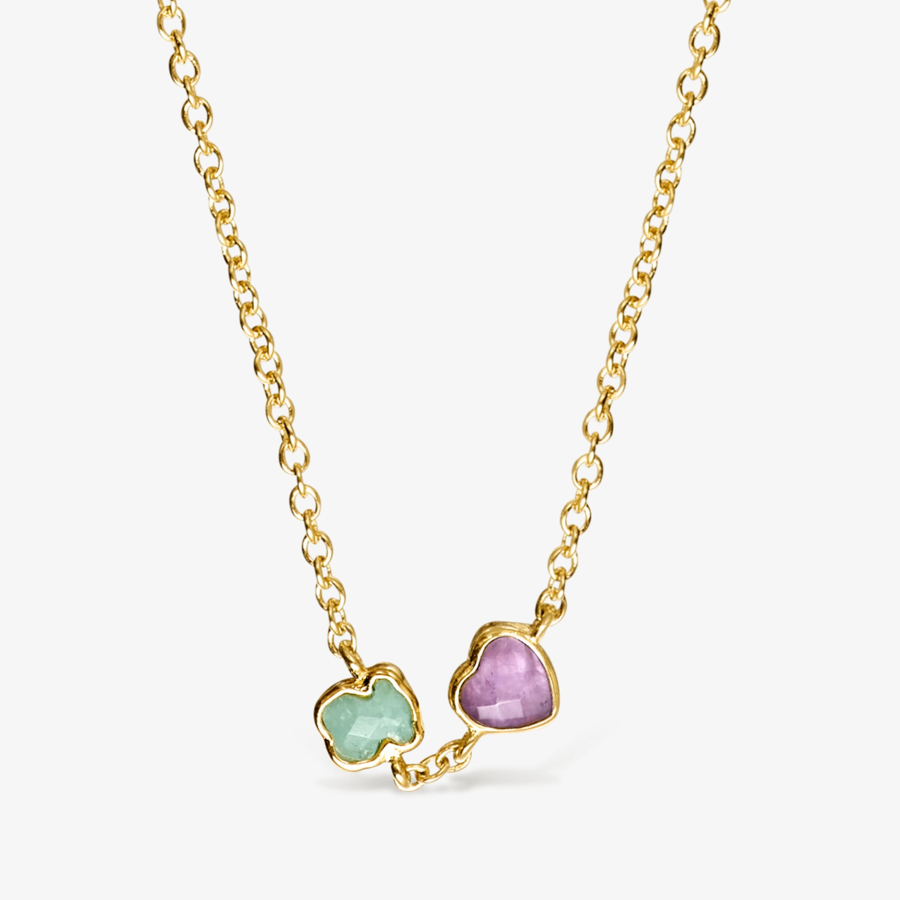 Glory Necklace in 18K gold vermeil with Amazonite and Amethyst