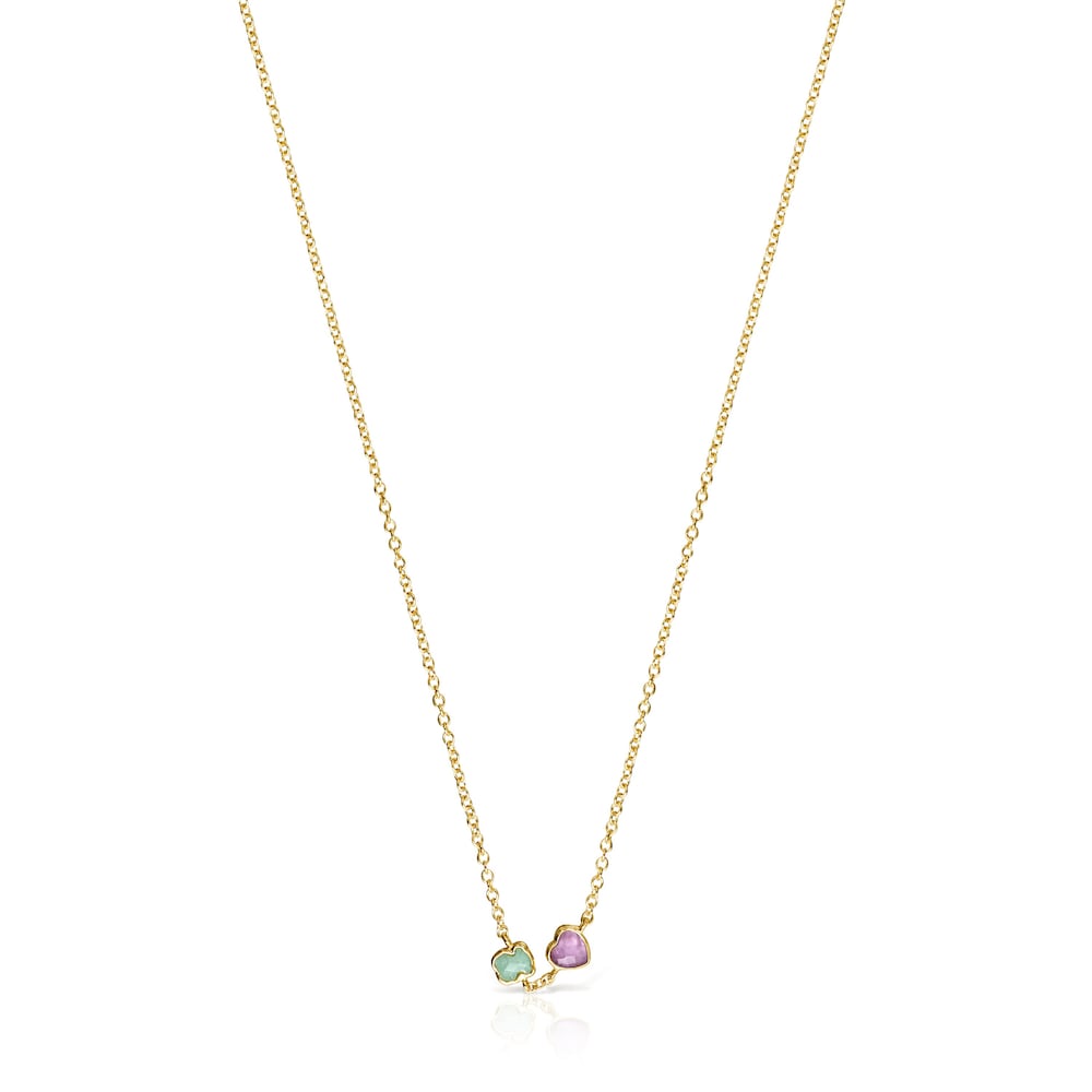 Glory Necklace in Silver Vermeil with Amazonite and Amethyst