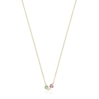 Collar con baño de oro 18 kt sobre plata y amazonita y amatista Glory