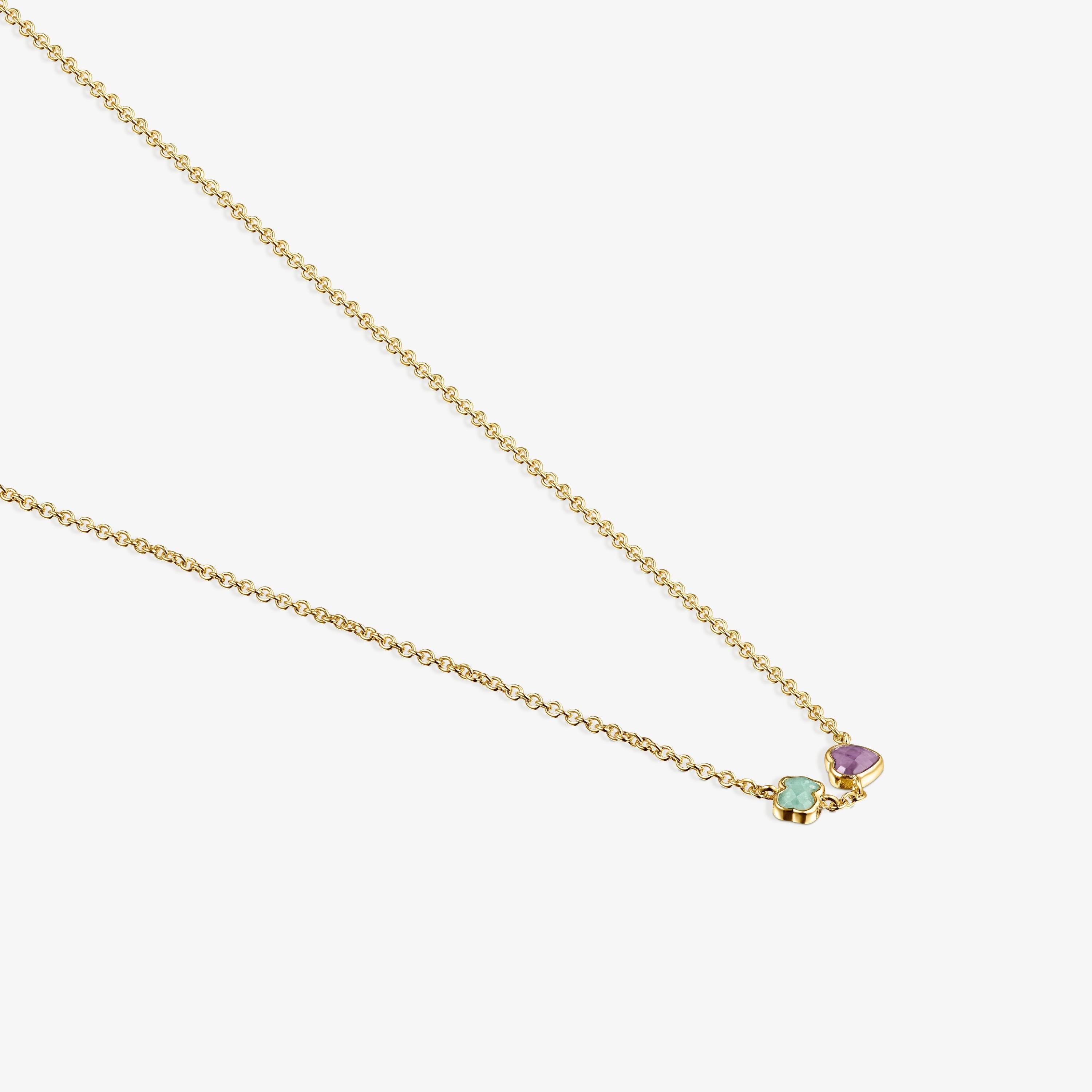 Glory Necklace in 18K gold vermeil with Amazonite and Amethyst