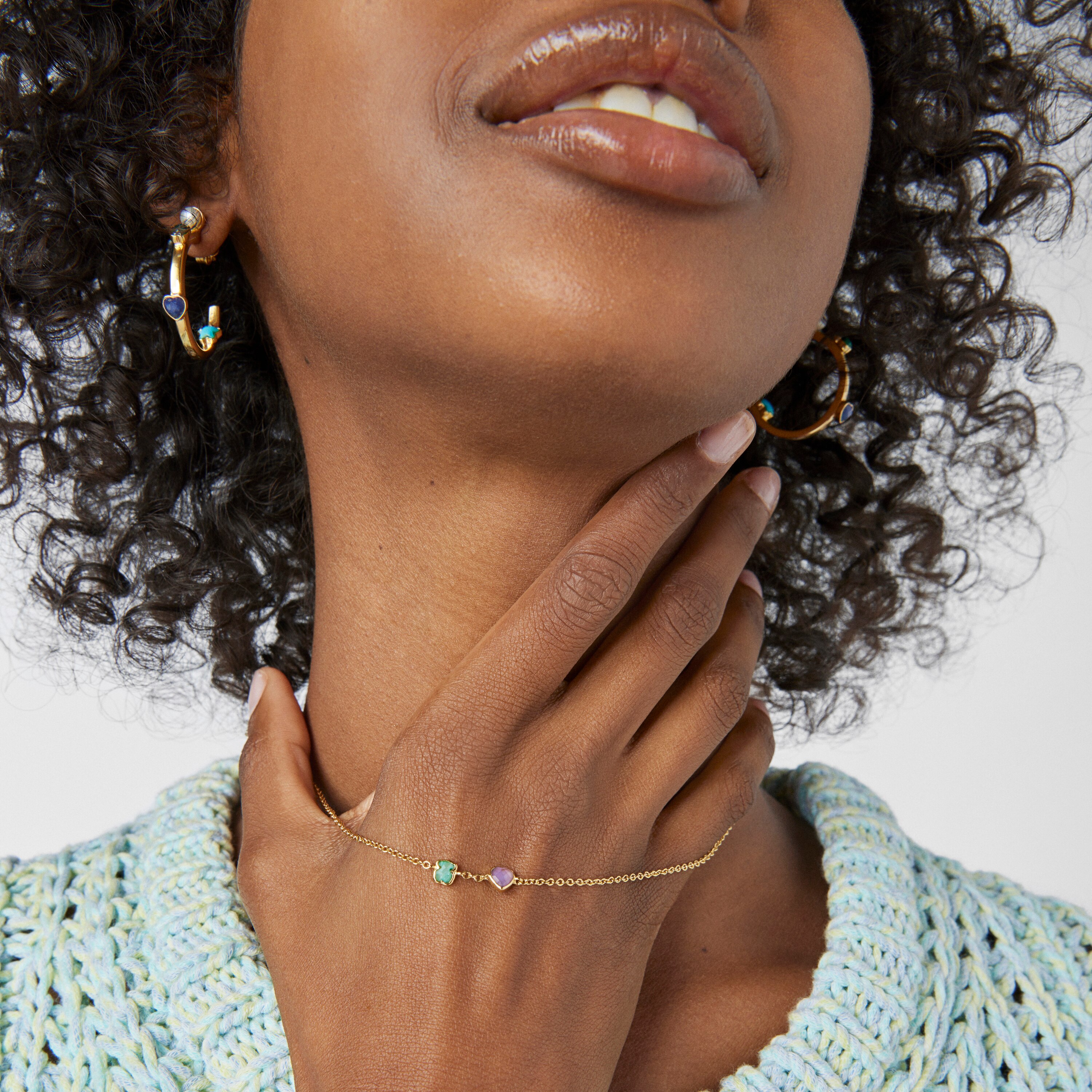 Glory Necklace in 18K gold vermeil with Amazonite and Amethyst