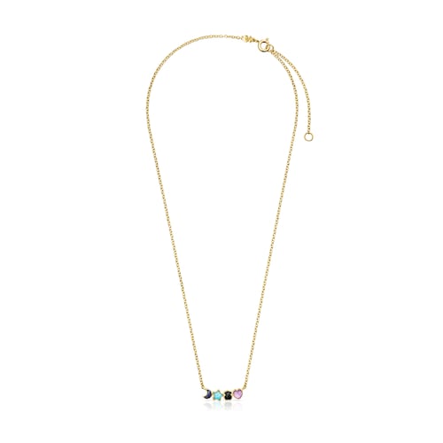 Glory Necklace in Silver Vermeil with five multicolor Gemstones 79-100" motifs 17 18-25