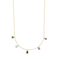 Glory Necklace in Silver Vermeil with five multicolor Gemstones 2-25"-1-5" motifs 17 18-25