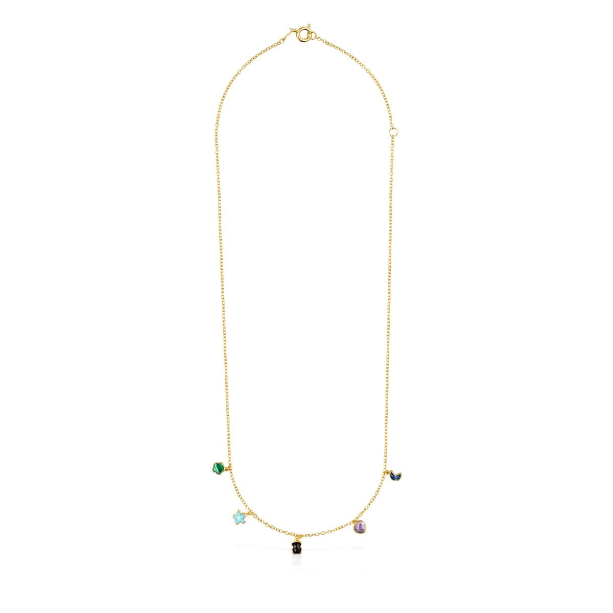 Glory Necklace in Silver Vermeil with five multicolor Gemstones 2-25"-1-5" motifs 17 18-25