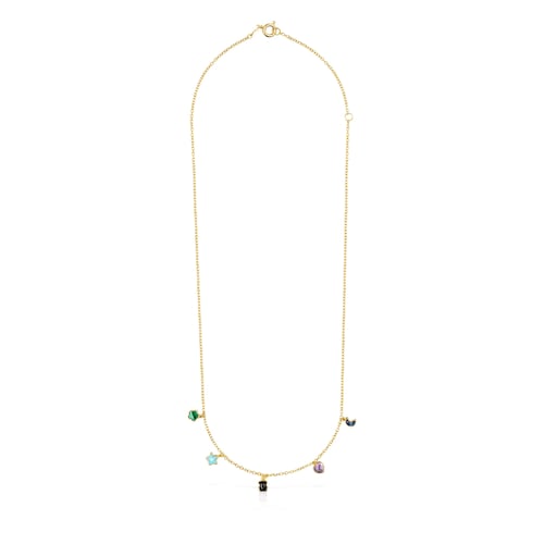 Glory Necklace in Silver Vermeil with five multicolor Gemstones 2-25"-1-5" motifs 17 18-25
