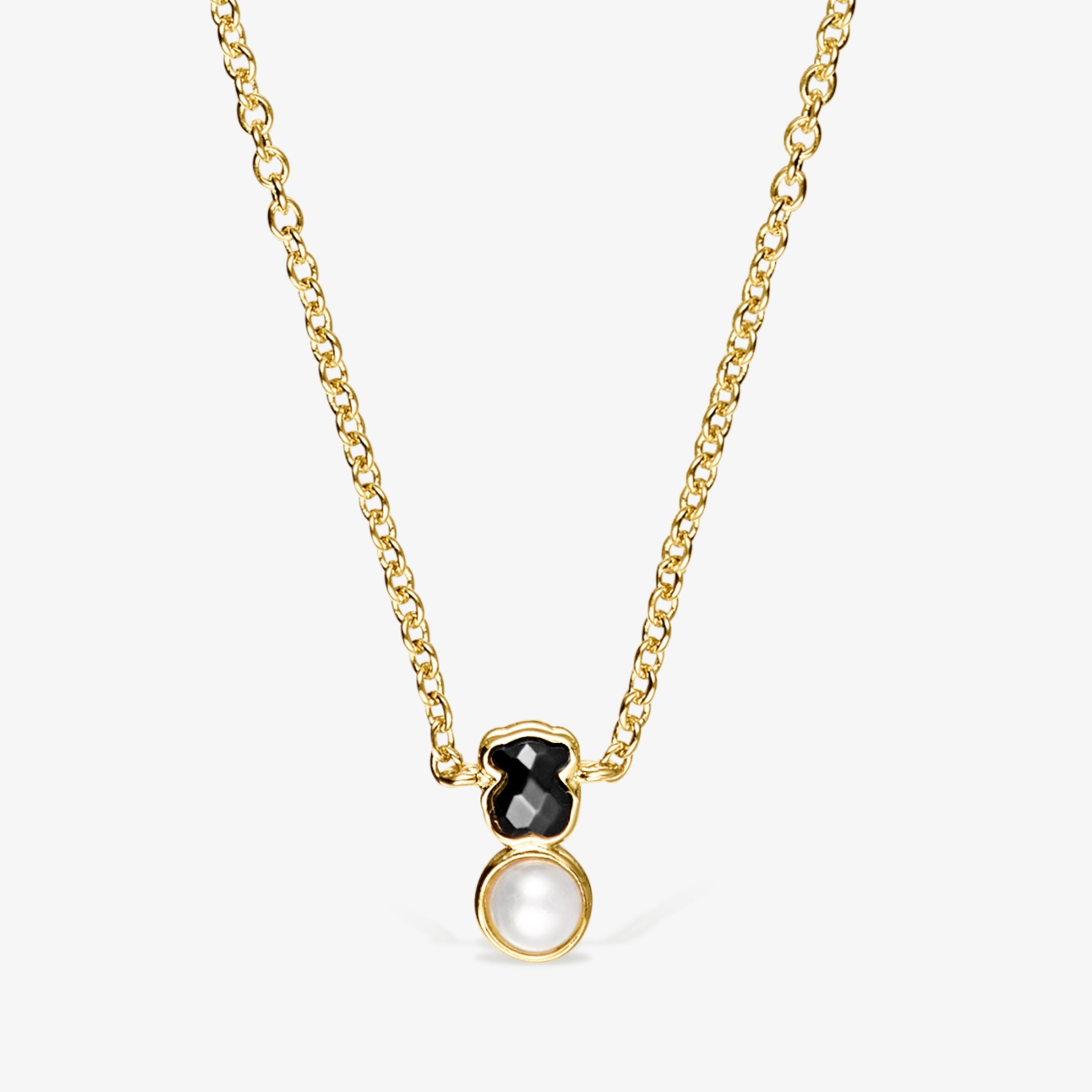 Glory Necklace in 18K gold vermeil with Onyx and Pearl