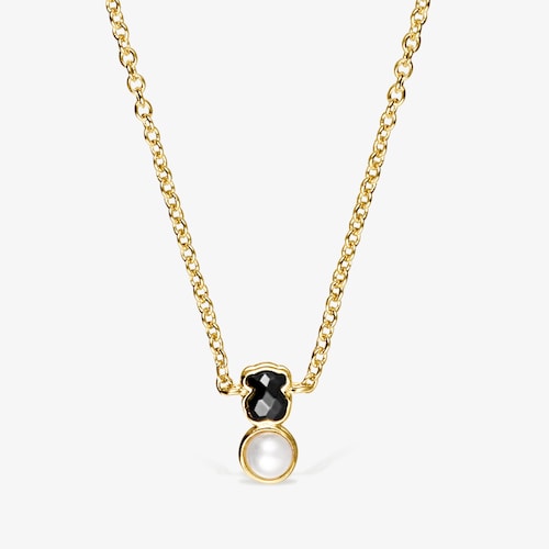 Glory Necklace in 18K gold vermeil with Onyx and Pearl