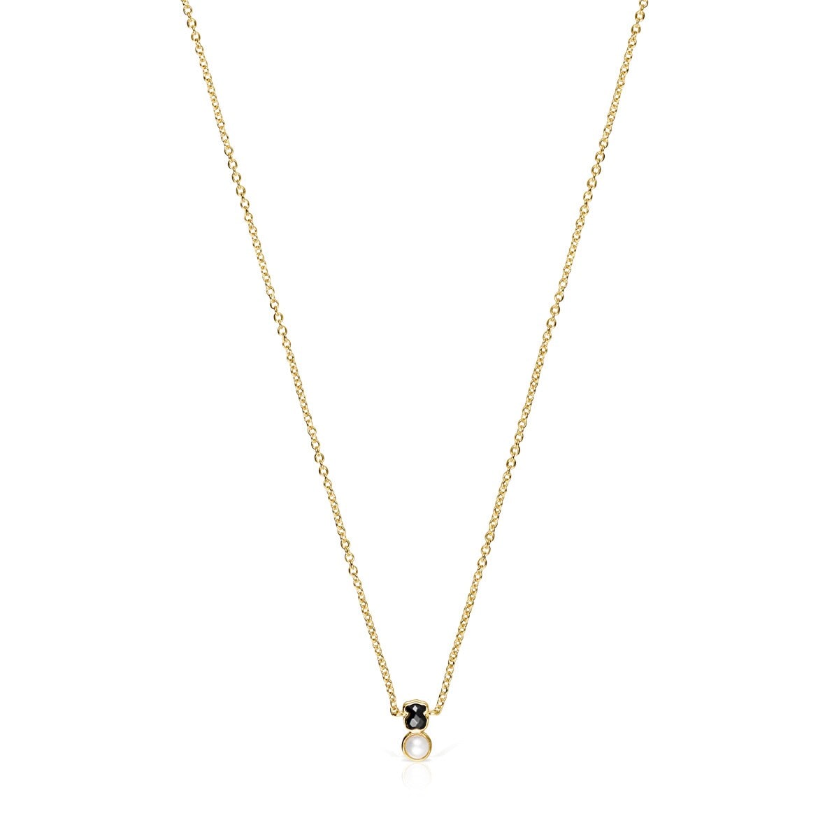 Glory Necklace in Silver Vermeil with Onyx and Pearl