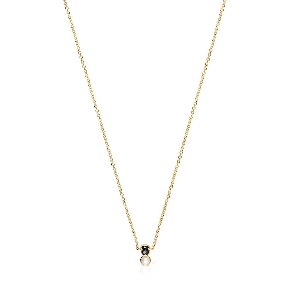Glory Necklace in Silver Vermeil with Onyx and Pearl