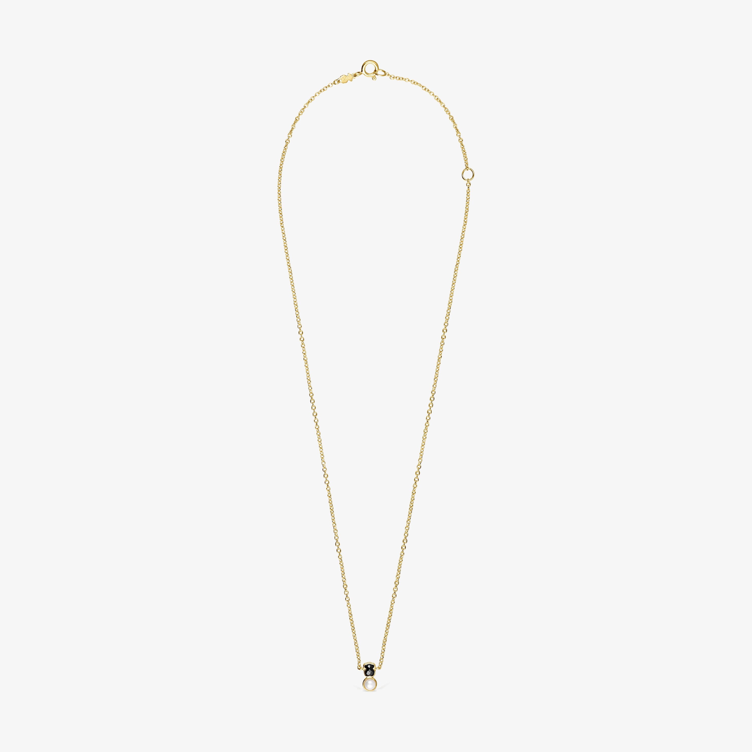 Glory Necklace in 18K gold vermeil with Onyx and Pearl