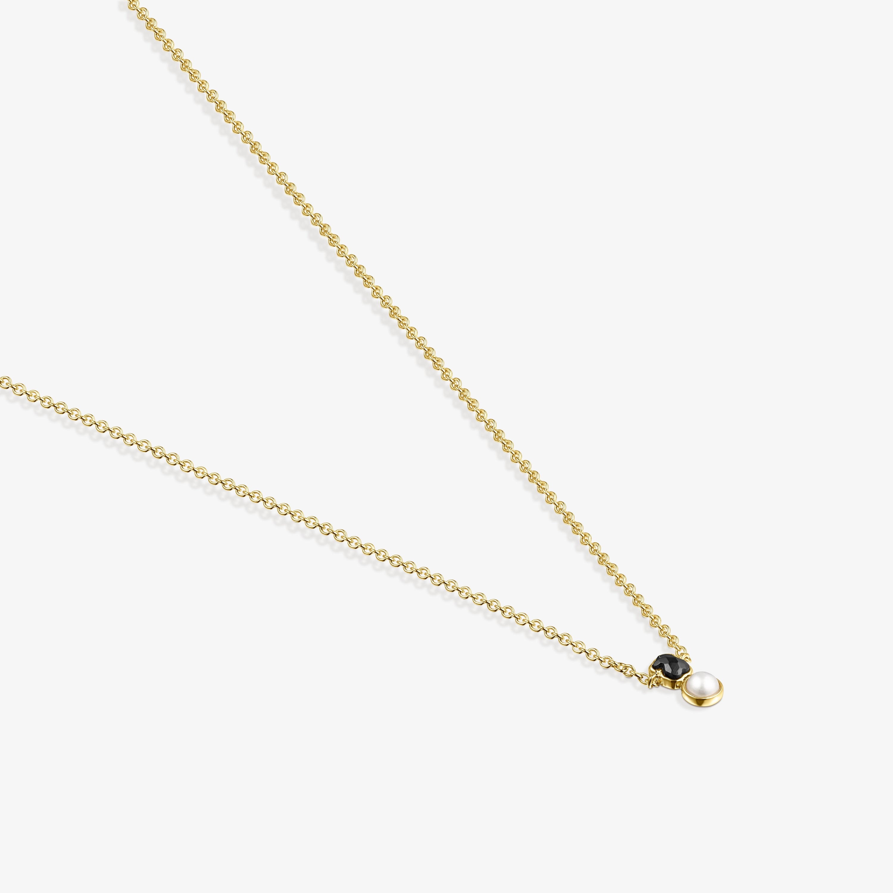 Glory Necklace in 18K gold vermeil with Onyx and Pearl