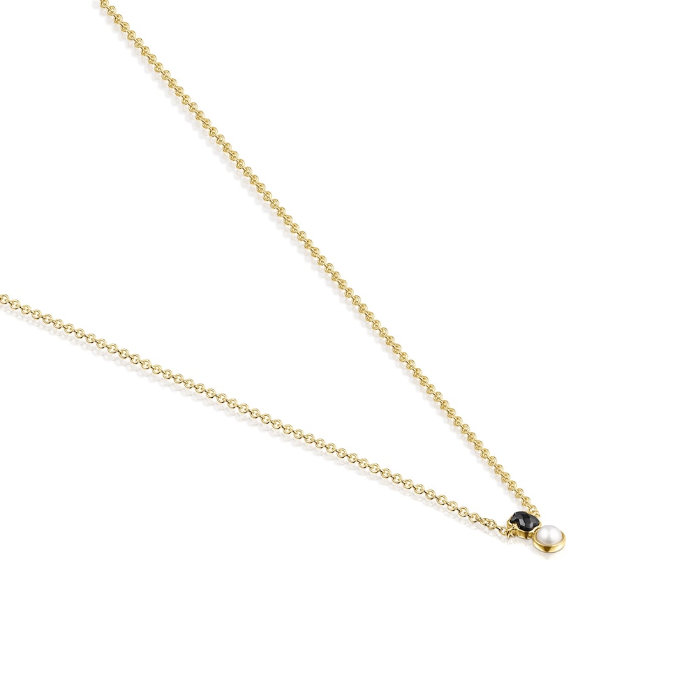 Glory Necklace in Silver Vermeil with Onyx and Pearl