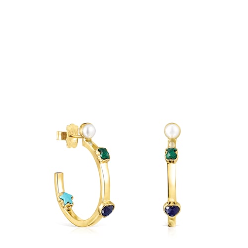 Small Glory Earrings in Silver Vermeil with Gemstones