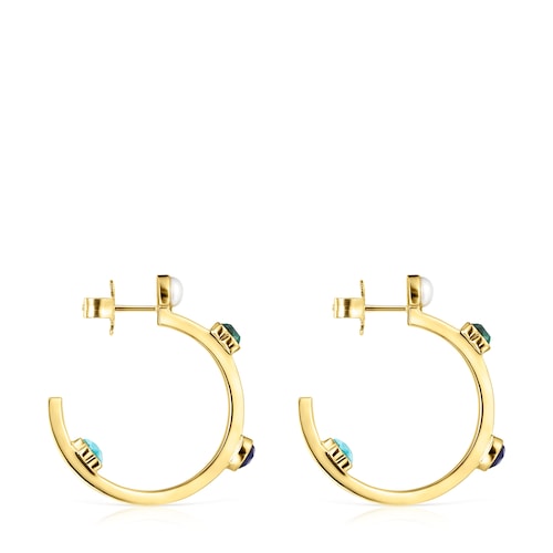 Small Glory Earrings in Silver Vermeil with Gemstones