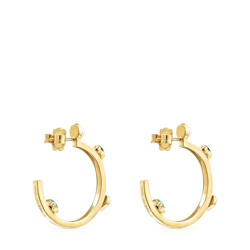 Small Glory Earrings in Silver Vermeil with Gemstones
