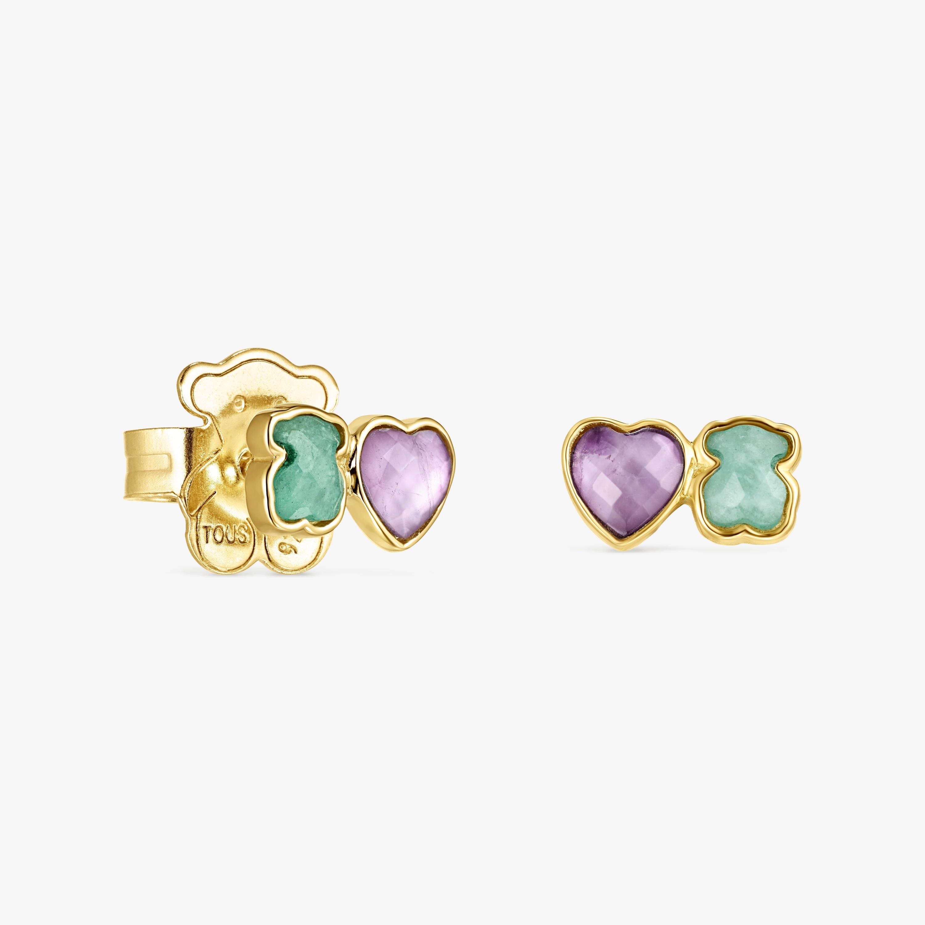 Glory Earrings in 18K gold vermeil with Amazonite and Amethyst
