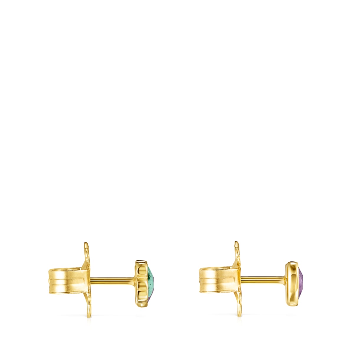 Pendientes con baño de oro 18 kt sobre plata y amazonita y amatista Glory