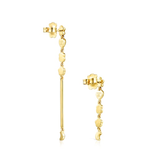 Arracades llargues amb bany d'or 18 kt sobre plata&nbsp;amb gemmes&nbsp;Glory