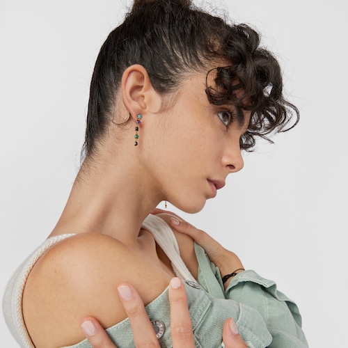 Arracades llargues amb bany d'or 18 kt sobre plata&nbsp;amb gemmes&nbsp;Glory