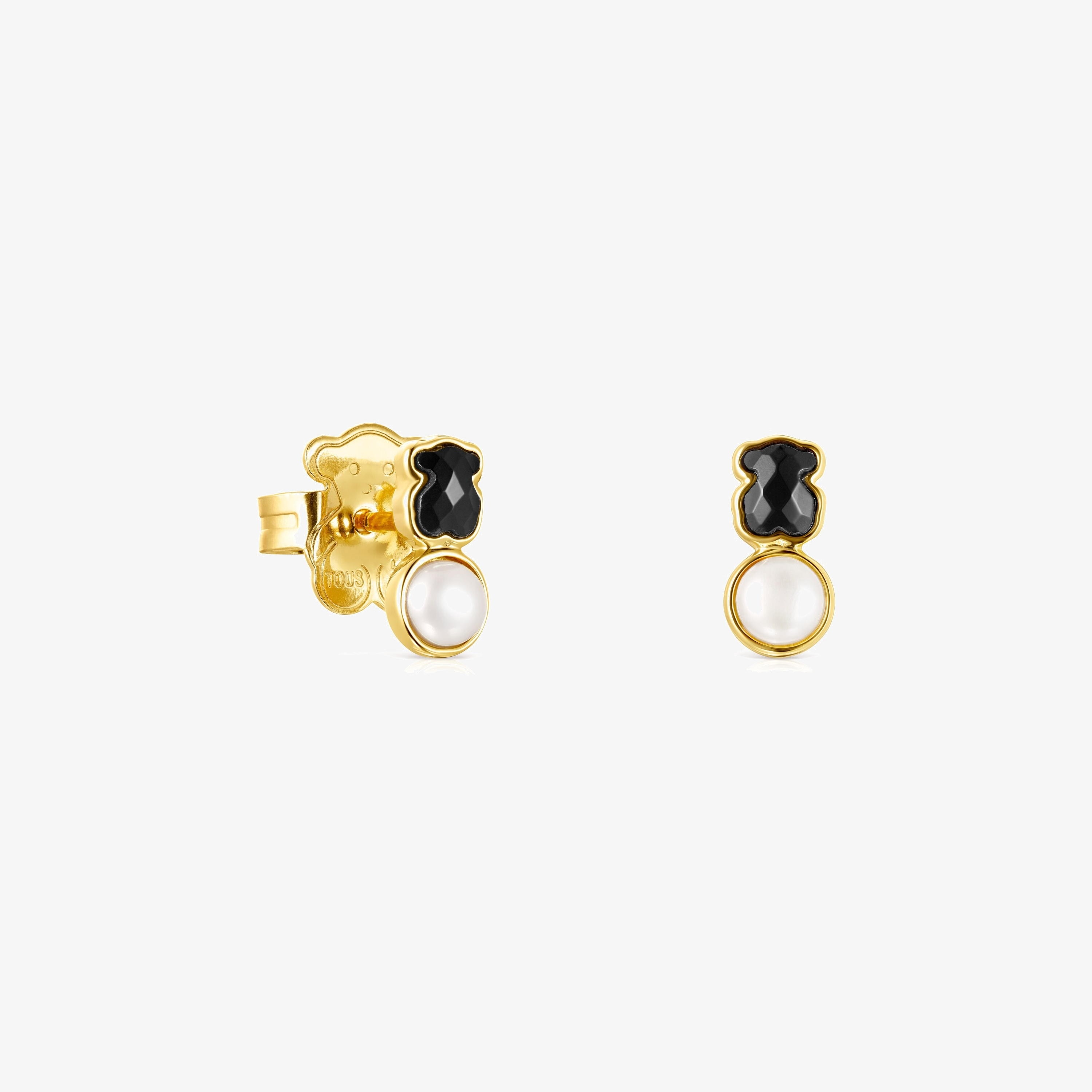 Glory Earrings in 18K gold vermeil with Onyx and Pearl