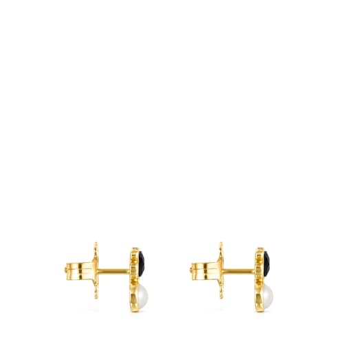 Glory Earrings in Silver Vermeil with Onyx and Pearl