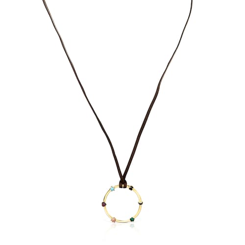 Glory Necklace in Silver Vermeil with five multicolor Gemstones motifs
