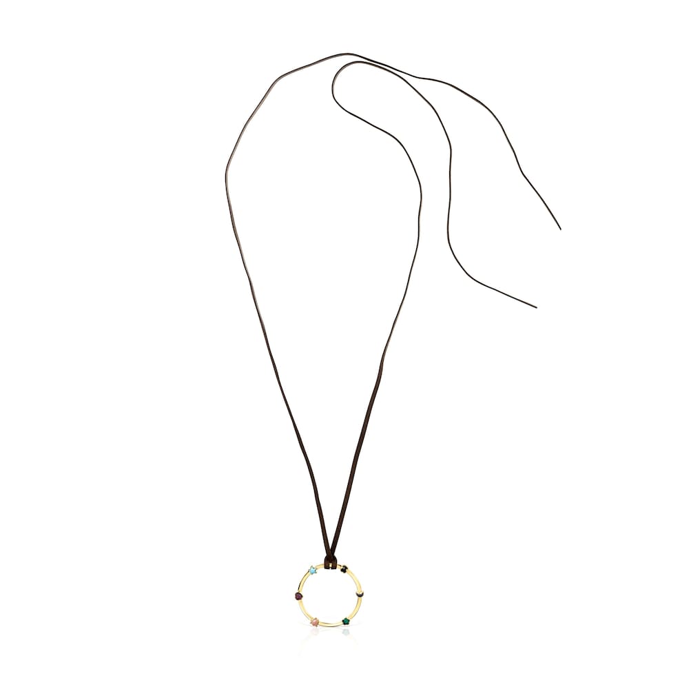 Glory Necklace in 18K gold vermeil with five multicolor Gemstones motifs