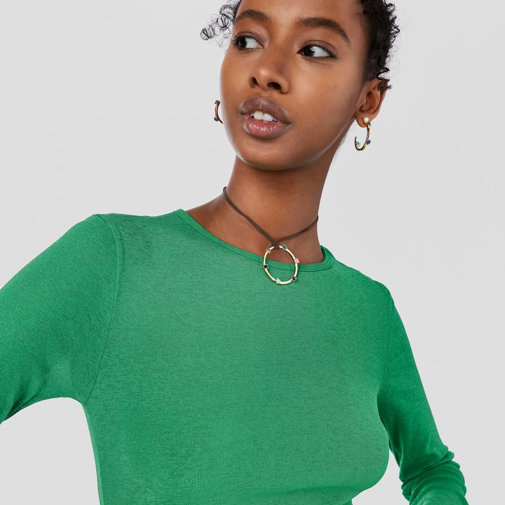 Glory Necklace in 18K gold vermeil with five multicolor Gemstones motifs