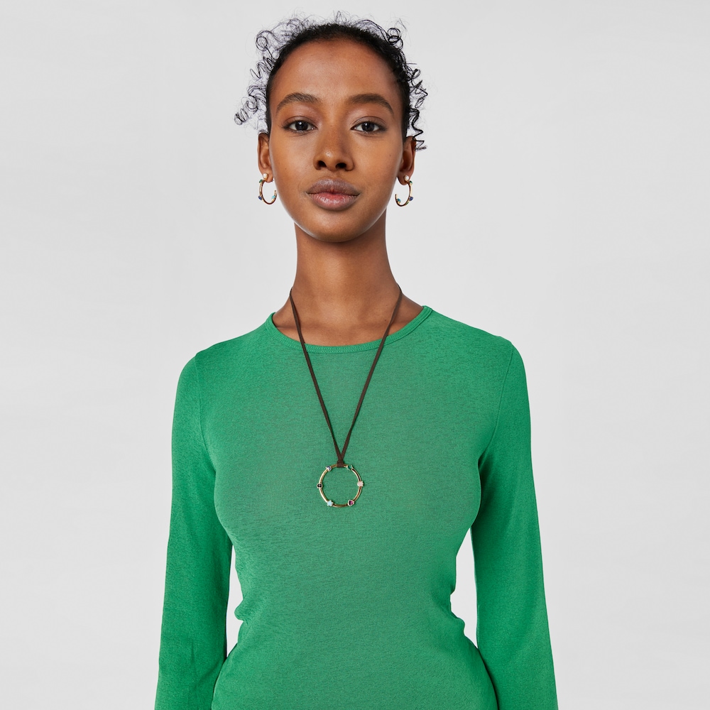 Glory Necklace in 18K gold vermeil with five multicolor Gemstones motifs