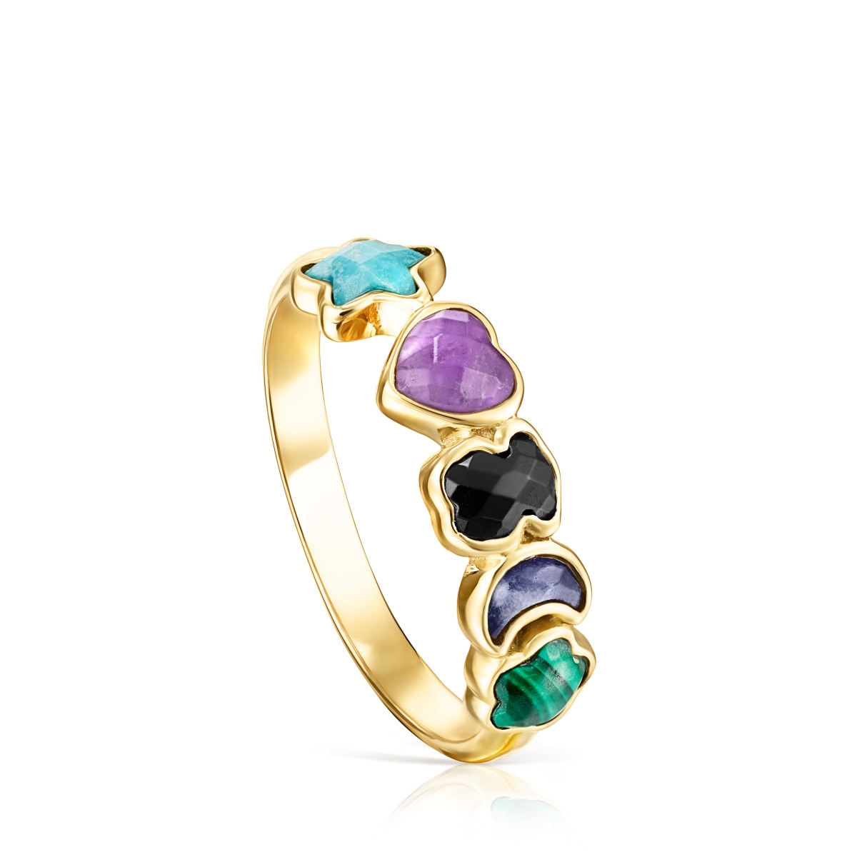 Tous - Anillo De Plata Vermeil Con Gemas Multicolor Glory Talla 13