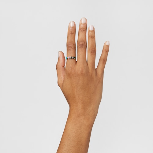 Glory Ring in Silver Vermeil with five multicolor Gemstones motifs
