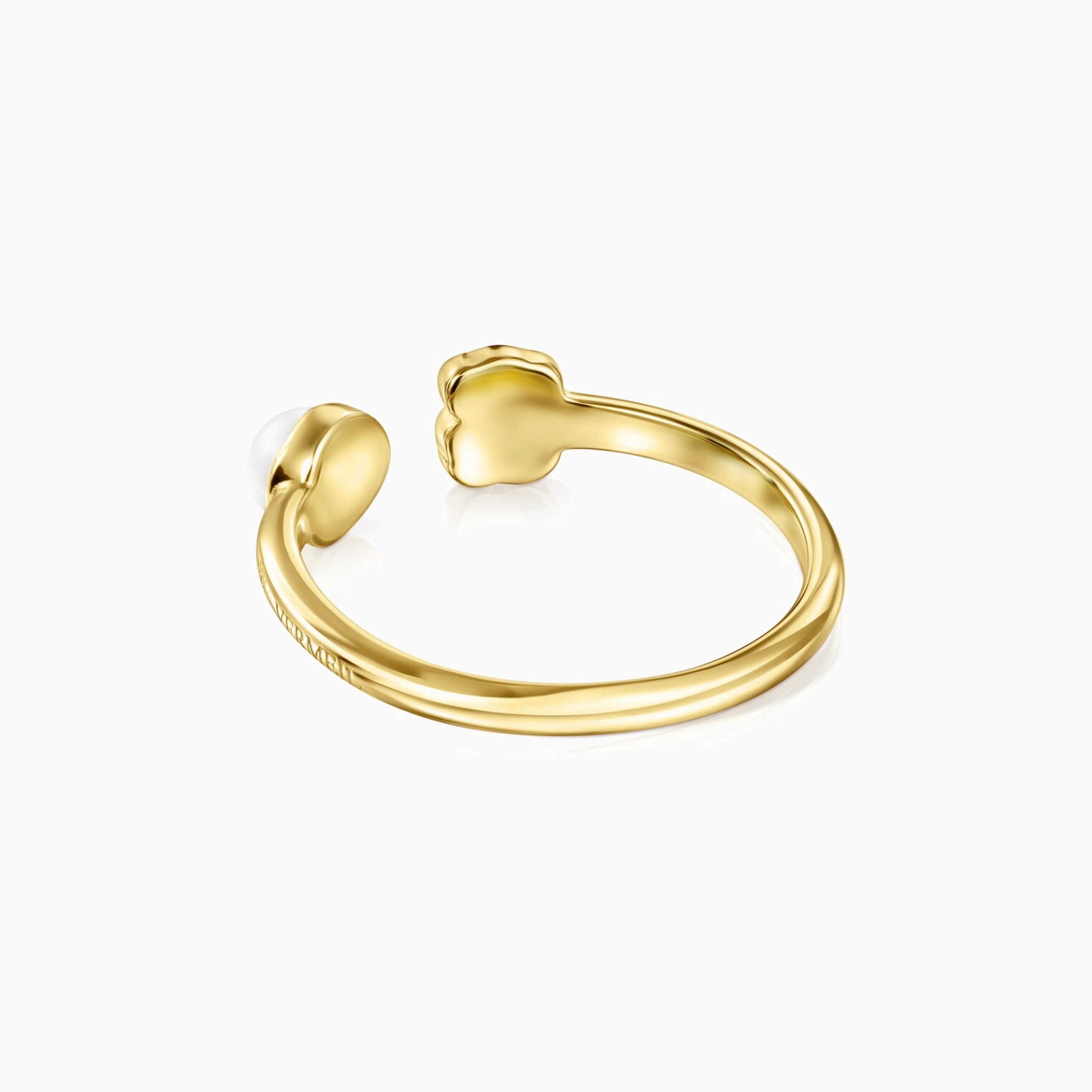 Glory Ring 18K gold vermeil with Onyx and Pearl