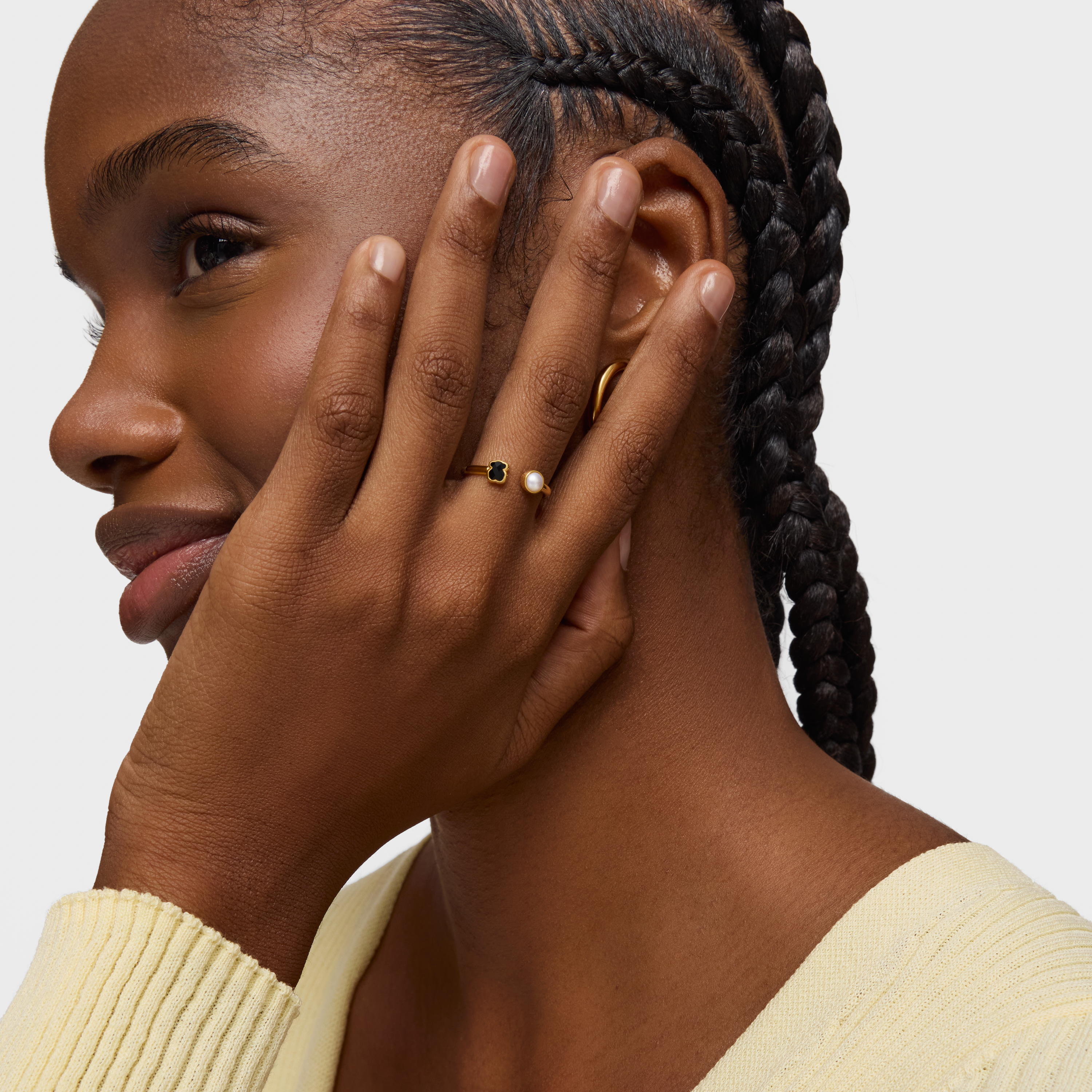 Glory Ring 18K gold vermeil with Onyx and Pearl