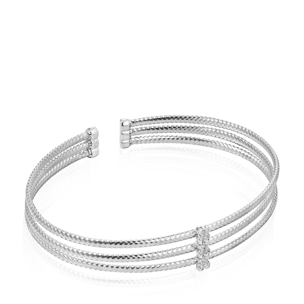 Pulsera triple de oro blanco con diamantes Light