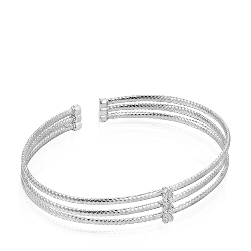 Pulsera triple de oro blanco con diamantes Light