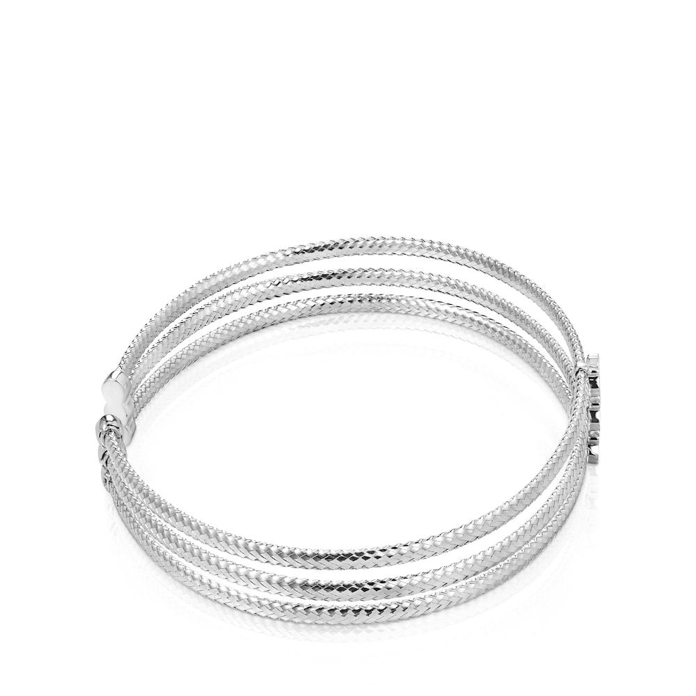 Pulsera triple de oro blanco con diamantes Light