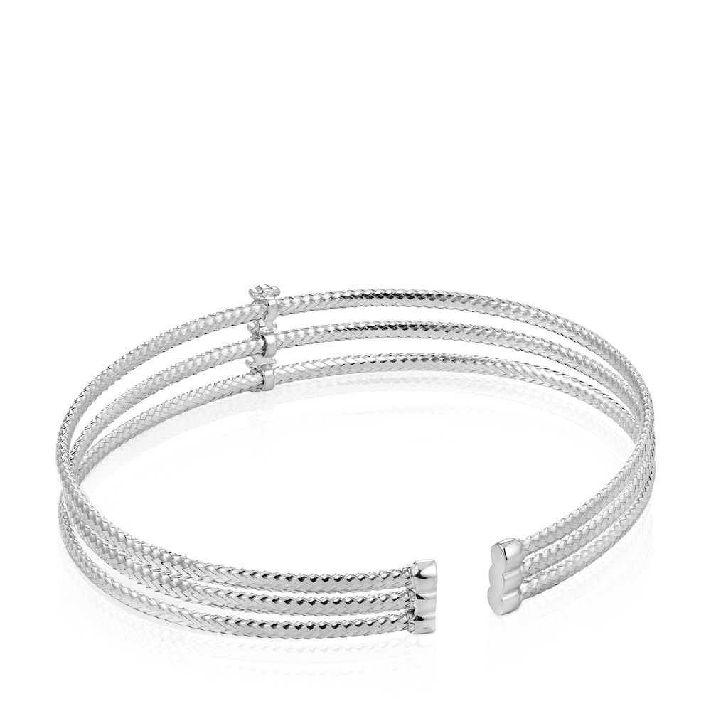 Pulsera triple de oro blanco con diamantes Light