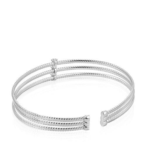 Light triple Bracelet in White Gold with Diamonds
