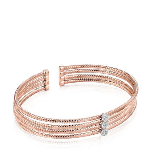 Light triple Bracelet in Rose Gold with Diamonds