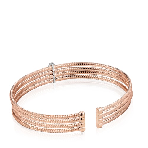 Light triple Bracelet in Rose Gold with Diamonds