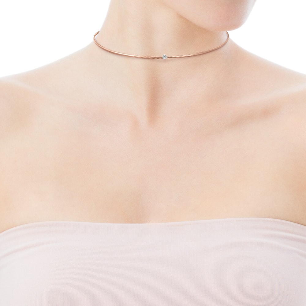 Light Choker in Rose Gold with Diamonds