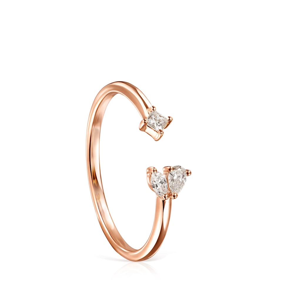 Anillo abierto Light de Oro rosa con tres Diamantes