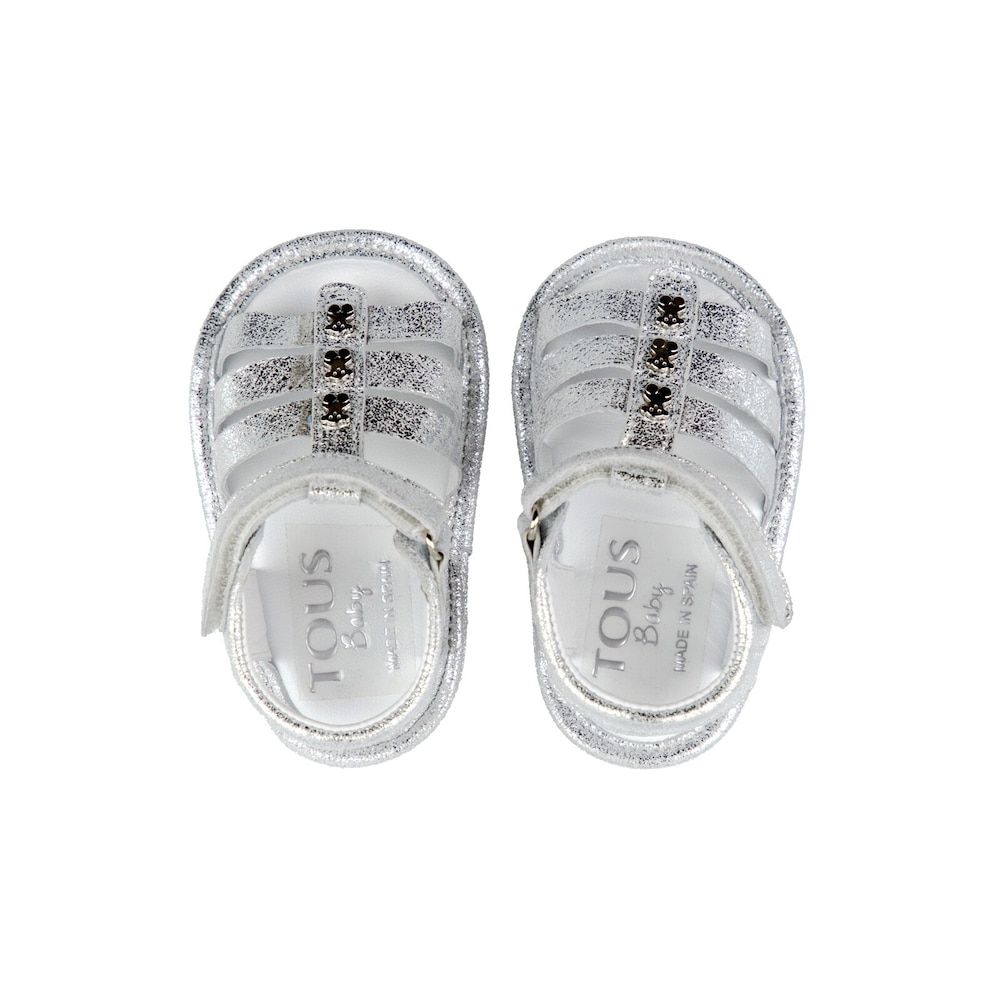 Mini Walk Bear Roman sandals in silver