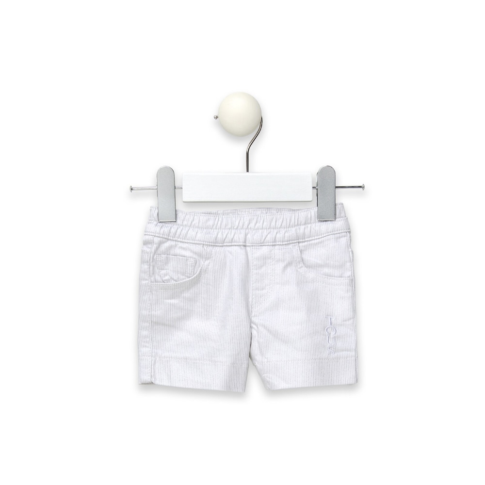 Strass bear micro-stripe girl's shorts in white