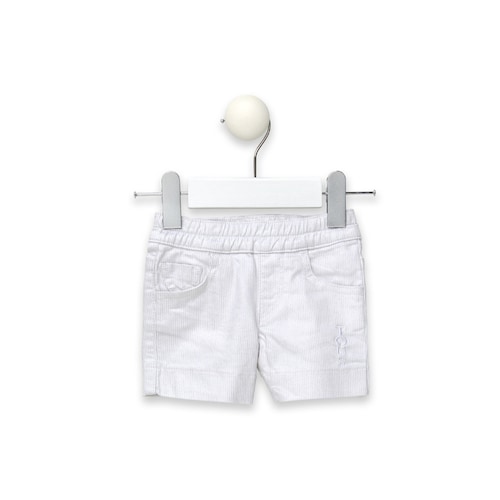 Strass bear micro-stripe girl's shorts in white