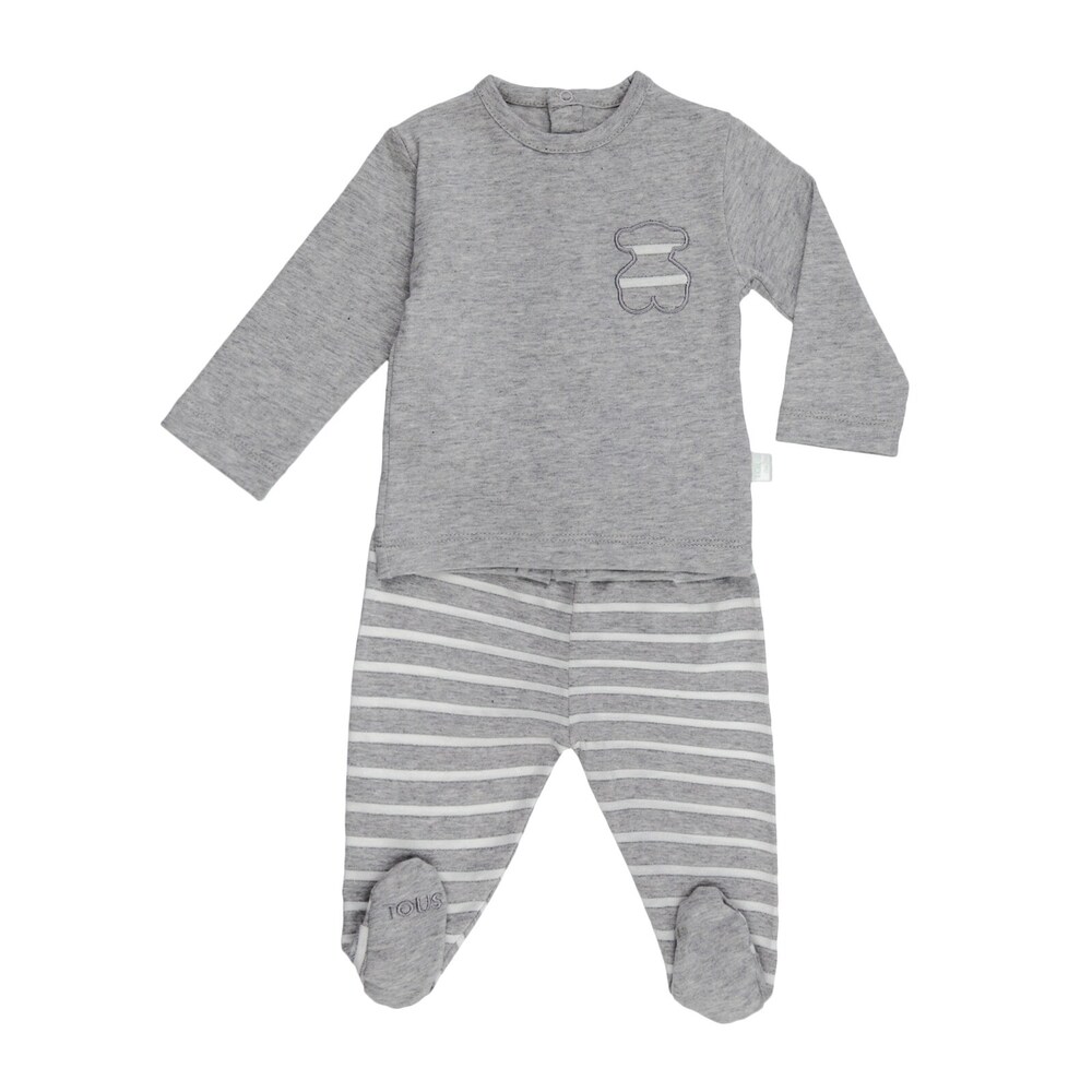 Radiant T-shirt and striped leggings set in grey